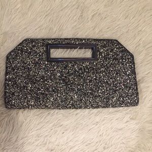 💎 Express Sequin Black Silver Hand Clutch 💎
